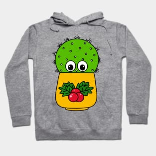 Cute Cactus Design #334: Cute Cactus In Christmas Holly Pot Hoodie